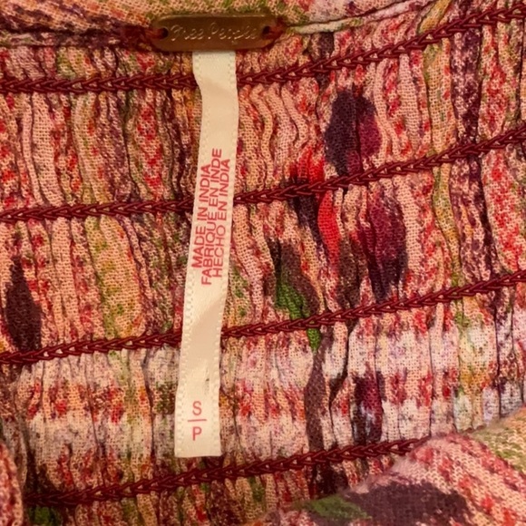 Free People Jackie Smocked Deep V-Neck Mini Dress Floral Print Size S/P - Picture 12 of 14